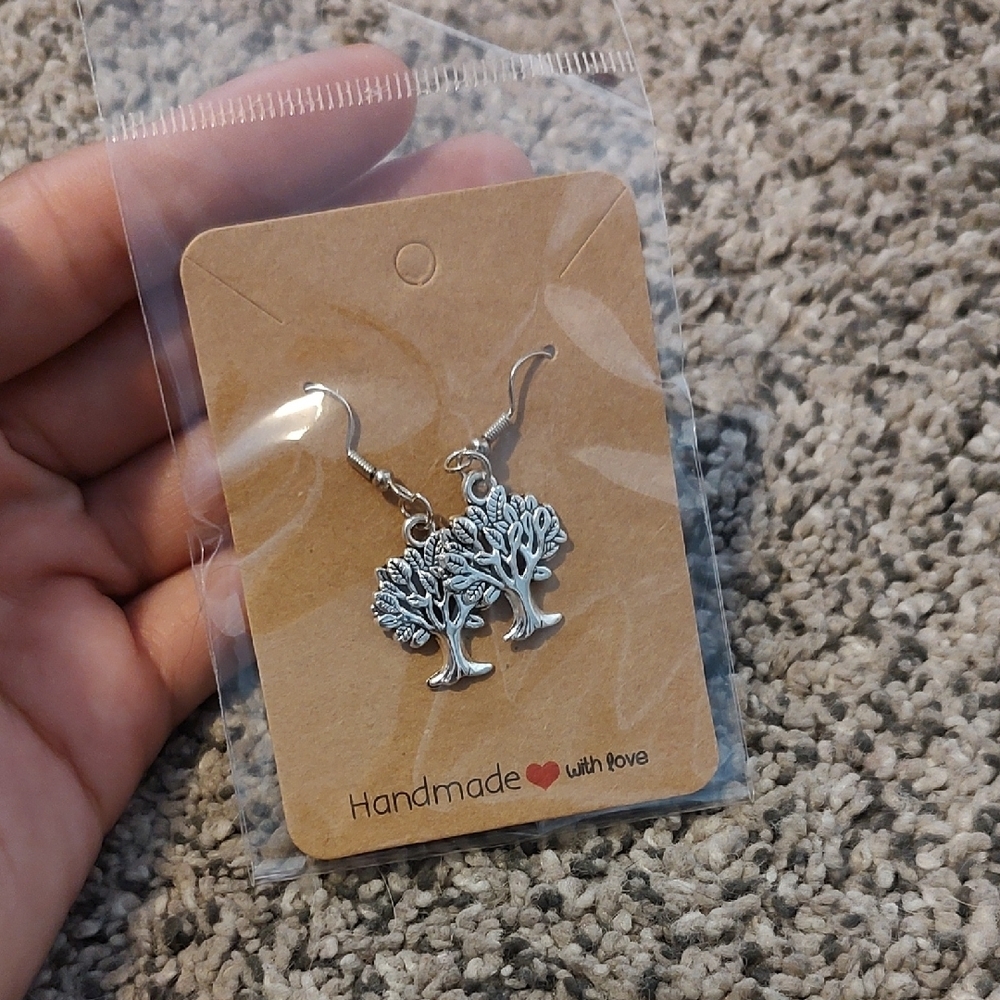 Silver Tree Of Life Vintage Dangle Earrings
